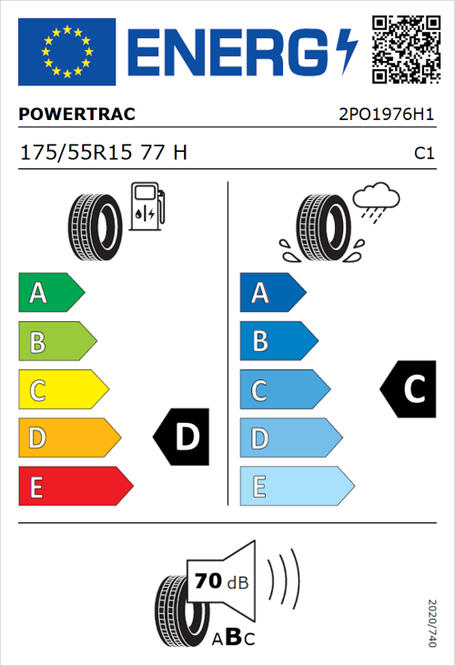 Tyre Label for Powertrac Adamas H/P 175/55R15 77H