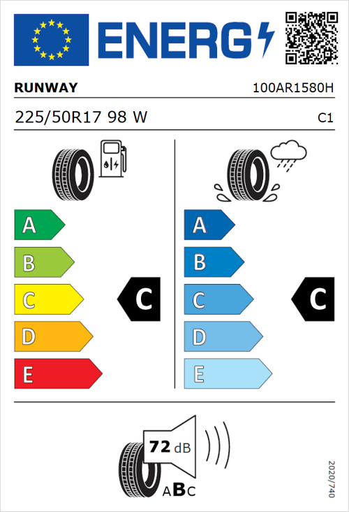 Tyre Label for Runway Performance 926 225/50R17 98W